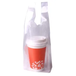 100pcs / parti 500ml te mjölk kaffe plast takeaway takeout väst väska bärbara engångsdrycker väska koppar väskor hand bärväskor lx3967
