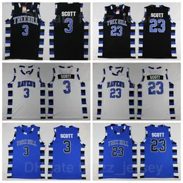 Moive Basketball One Tree Hill Ravens 23 Nathan Scott Jerseys Men 3 Lucas Alla sömda svartblå vita lag Färg Forska Pure Cotton College God kvalitet