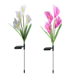 4 Head Outdoor Solar Garden Stake Lights 7-Color Changing Lily Flowers Garden Lamp Decorative Christmas for Patio Yard Pathway