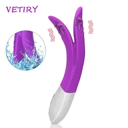 VETIRY Tipo Y Vibratore Coniglio G Spot Massaggiatore 10 Velocità Giocattolo sexy Vibratori in silicone a doppio motore per le donne Prodotti Coppie