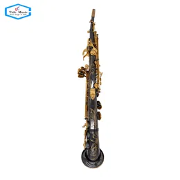 Hochwertiger schwarzer Nickelfarbe Körper Goldschlüssel gebogene Glocke Sopran -Saxophon