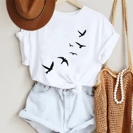 Women Cartoon Bird Lovely Cute Trend 90s Style Fashion Summer Lady Print Tee Graphic T Top Female Tshirts Clothes Tshirt 220527