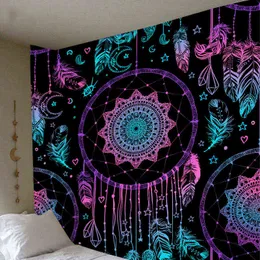 Tapestry مخدر Dreamcatcher Moon Feather Tapestry Hippie Big Bohemian Man