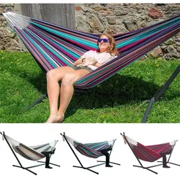 200150cm Hamock Twoperson Hammock Camping Thicken Swinging Chair Outdoor Hanging Bed Canvas Rocking Chair inte med hängmatta 220606