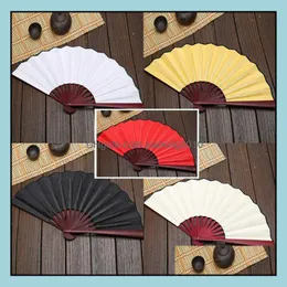 Party Favor Event Supplies Festive Home Garden Large 33cm Folding Fan Black White tyg Tr￤handfans DI DHXCM