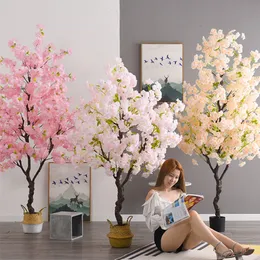 Sztuczne kwiaty wiśniowe drzewo bonsai symulacja wnętrze zielone rośliny z doniczkiem na wystrój domu ornament salonu
