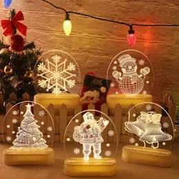 メリークリスマス3Dサンタクロースナイトライトクリスマス装飾ホームクリスマスギフトナビダッドハッピーイヤーホームデコレーションケースト201027