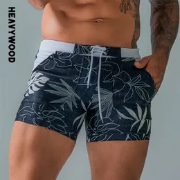 Heavywood sommar män strand simning trunkar dragsko elastisk midja baddräkt shorts man plus storlek snabbt torkning badkläder 220425