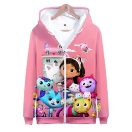 Męskie bluzy bluzy Gabby's Dollhouse Zipper Bluza Kobiet męskie bluza z kapturem długie rękaw Harajuku streetwear American Cartoon