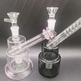 3 layers Pink Glass Water Bong Hookahs with Tire Perc Female 14mm Smoking Pipes with Bowl Accessories