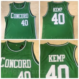 남성 콩코드 아카데미 고등학교 Shawn Kemp Jerseys 40 스포츠 팬을위한 영화 농구 셔츠 셔츠 통기 가능한 녹색 팀 컬러 Pure Cotton University 우수한 품질