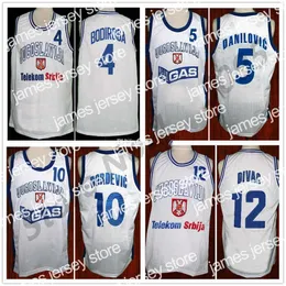 New 4 Dejan Bodiroga Basketball Jerseys 5 Predrag Sasha Danilovic 10 Aleksandar Djordjevic retro12 Vlade Divac Jugoslavija Yugoslavia Retro Mens