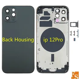 Boîtiers pour iPhone 12 pro max 12pro 12promax 11 11pro 11promax XS XSmax X 8g 8plus châssis de cadre central en verre arrière ensemble de boîtier complet couvercle de batterie porte