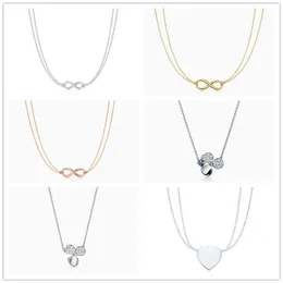 Helt ny S925 Luxury Big Name Sterling Silver Double Chain Necklace Designer Clover Pendant Men's Women's Holiday Gifts Fashion Charm Accessories Women's Jewelry