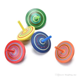 Rainbow Wood Gyro Toy Multicolor Mini Cartoon Wood Spinning Top Learning Educational Toys for Kids Kindergarten Toys