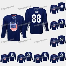 MIT EUA Patrick Kane 2019 IIHF Campeonato do Mundo Jersey James Van Riemsdyk Thatcher Demko Cory Schneider Frank Vatrano Brady Skjei Noah Hanifin