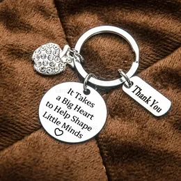 Crystal Charm Stainless Steel Teacher Keychain Thanks for Making A Different Teacher's Day Gift Key Ring Bag Hangs Fine Fashion Jewelry