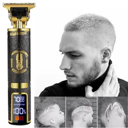 Professional T9 Men Cordless Trimmer Bald Hair Clipper Electric Shaver Carving Vintage USB Cutting Machine 220712