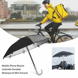 Novelty Items Motorcycle Bicycle Phone Holder Mini Sunshade Umbrella Bicycle Decoration Accessories Polyester Mobile Automatic Umbrellas