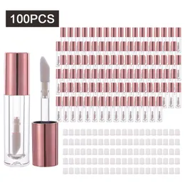 Toptan Kozmetik Şişeler Yuvarlak Dudak Parlatıcı Tüpler Konteynerler Benzersiz şeffaf gül altın lipgloss ambalaj 5ml boş lipgloss tüp şişe konteyner seyahat