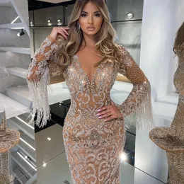 2022 Вечерние платья русалки Sparkly Sequin Deep V Neck Vestidos Prom Prome Крушколо