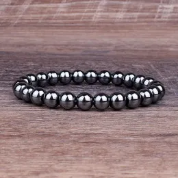 Beaded Strands Fashion 6/8/10mm Nature Energy Hematite Protect Health Bracelets For Women Magnetic Beads Men Balance Jewelry Fawn22