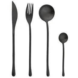 Sofraware Setleri Drmfiy 4/8/12pcs Siyah Çatal Teşhis Seti 304 Paslanmaz Çelik Batı Yemek Yazıları Vintagetableware Bıçak Çatal Mutfak SetFlatware