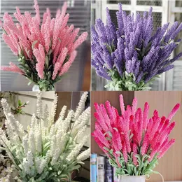 Ghirlande di fiori decorativi Bellissimo bouquet di lavanda artificiale a 12 teste Decorazioni per la casa per feste di matrimonio in seta finta