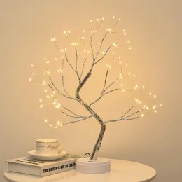 Night Lights Fairy Led Light Christmas Tree Table Lamp Battery/USB Operated Bedside For Room Year Decor Desk Holiday LightingNight LightsNig