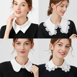 Formal False Collar Women Tie Embroidery Faux Col Half Shirt Blouse Fake Collars Sweater Detachable Accessories