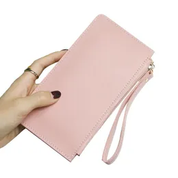 محفظة للنساء PU جلدي على الهاتف الخلوي CASE Long Slim Credit Card Card Coun Coin Pocket Crake Crace Stable Handbag Wallet for Girls Ladies