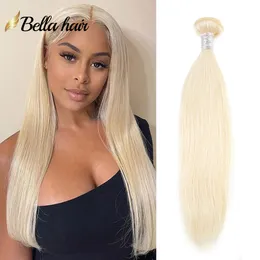 11A #613 Blonde Haarbündel, doppelte Tressen, gerade gewellte Körperwelle, 613-Farben-Menschenhaarverlängerungen, 20,3–76,2 cm, Bella Strong Weft