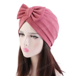 Mulheres Big Bow Turban Hair Acessories India Hat Hat Head Wrap Chemo Cap muçulmano hijabs chapéus de capital Islâmico