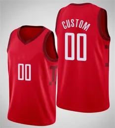 Tryckt Houston Custom DIY Design Basketballtröja Anpassning Team Uniforms Skriv ut Personliga Any Name Number Mens Women Youth Boys Red Jersey