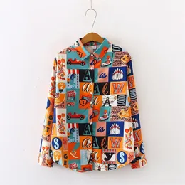 2020 Wiosna Lato Harajuku Streetwear Women Bluzki Koszula z długim rękawem Camisas Femininas Femininas Tops Printing Shirt LJ200831
