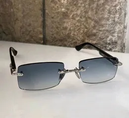 Rimless Rectangle Sunglasses Silver Gray Lradient Men Women Fashion Sunglasses UV Protection Eyewear with box