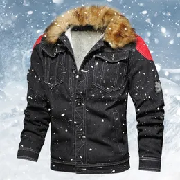 Autumn Winter Fashion Men Jean Jacket Casual Plus Velvet Mens Denim Coat Thick Warm Man Cotton Padded Big Size 201105