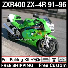 Zestaw całego ciała dla Kawasaki Ninja ZXR 400 CC ZX-4R ZXR400 91 92 93 94 95 96 Cowling 12DH.22 ZX4R 400CC ZX 4R ZXR-400 1991 1992 1993 1994 1995 1996 ABS ABS Fair Biały Zielony