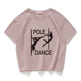 Pole Dance Graphic Rolig Casual Kvinnor Skörd Topp 100% Bomull Kort T-shirt Kvinnor Camisetas Verano Mujer Kvinnor Kläder Harajuku 220408
