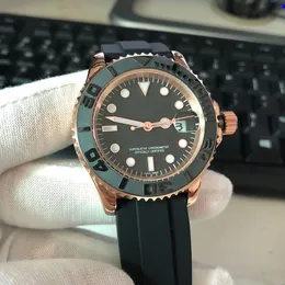 남성 시계 자동 2813 움직임 40mm 로즈 골드 케이스 고무 스트랩 빛나는 손목 시계 Orologio di lusso 5ATM 방수 시계 선물