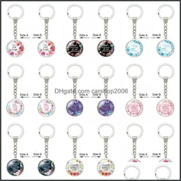 Nyckelringar smycken Fashion Charm Bible Circle Religion Rosary Keychains Women Handbag Pendant Car Keyring Gifts P377F DH0PX
