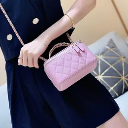 10A Top quality fashion lady Cosmetic bag 17cm crossbody bags Caviar leather shoulder handbag luxury designer bag woman purse wash gargle bagss make up With C022