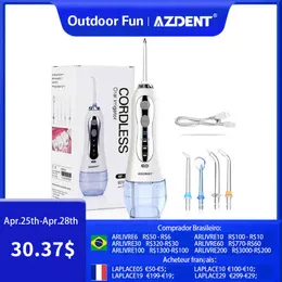 Azdent HF-5 Travel Rechargeble Oral Irrigator Waterproof 300 ml 3 lägen Vattentental Flossser 5 eller 10 Spray Nozles Teeth Cleaner 220510