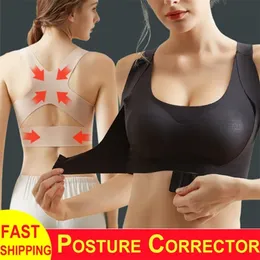 2 I 1 BH Posture Corrector Sports Support Fitness BRALETTE FRONT STÄNGNING BRAS Fitness Vest Push Up BH For Women 220513
