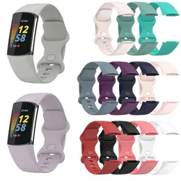 Fitbit şarjı için silikon kayış 5 şarj 5 bant yedek bant akıllı saat bantları spor yumuşak bileklik bilekliği