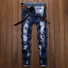 Uomini jeans jean homme Pantalon strappato pantaloni in jeans sottili motociclisti di alta qualità maschio designer casual designer streetwear moda hombre 220606