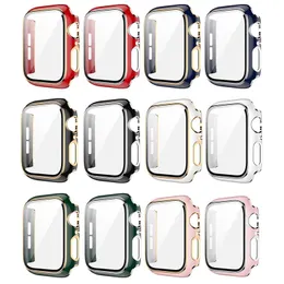 Full Cover Tempered Glass + Case for Apple Watch Series 7 6 5 4 3 SE 41mm 45mm 38 40mm 42mm 44mm For IWatch 7 6 Screen Protector