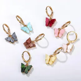 Ohrstecker Schmuck Glänzender Kristall Schmetterling Hoop Für Gold Harz Niedliche Tiere Frauen Mode Statement Drop Lieferung 2021 Cormc