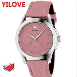 Ultra Thin Luxury Ladies Watch Casal Style Classic Bee Pattern 38mm Clock Box Silver