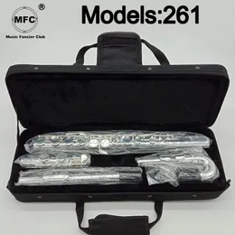 Professional Flute 261 Silver Plate Flute Instrument Entermediate Curved headjoint flutes c leg 16 فتحة مغلقة e مفتاح